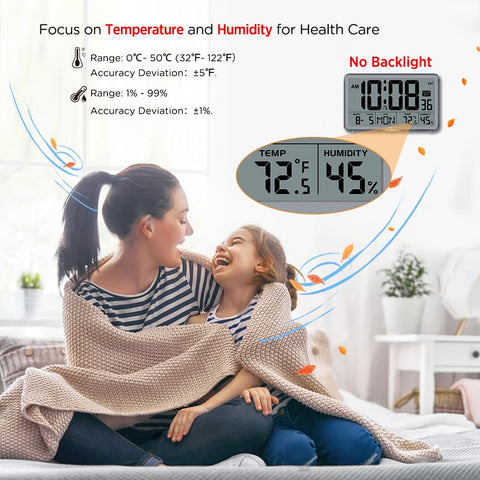 WallarGe battery-operated clock, front view for easy desk or wall placement.