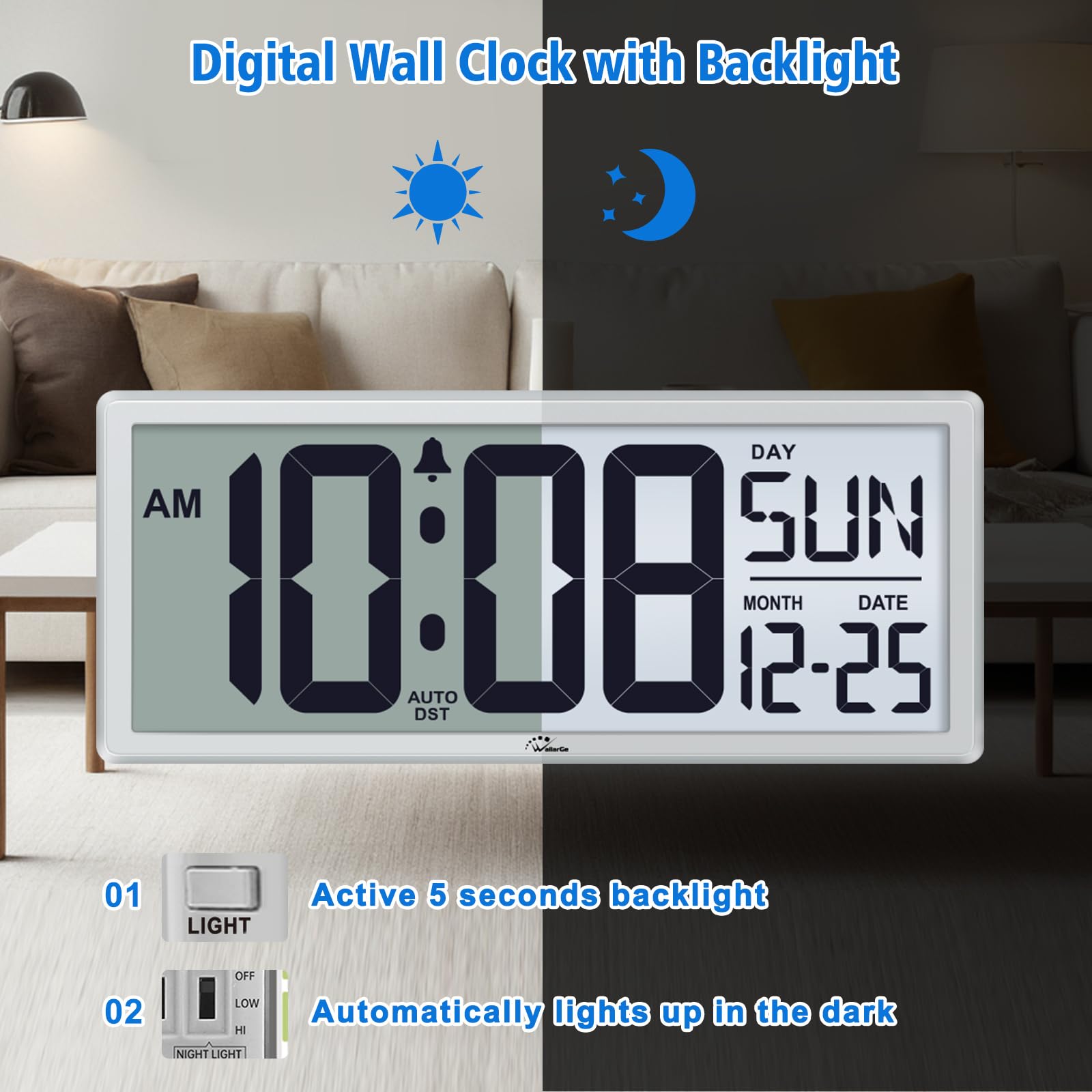 WallarGe battery-operated wall clock enables cord-free placement