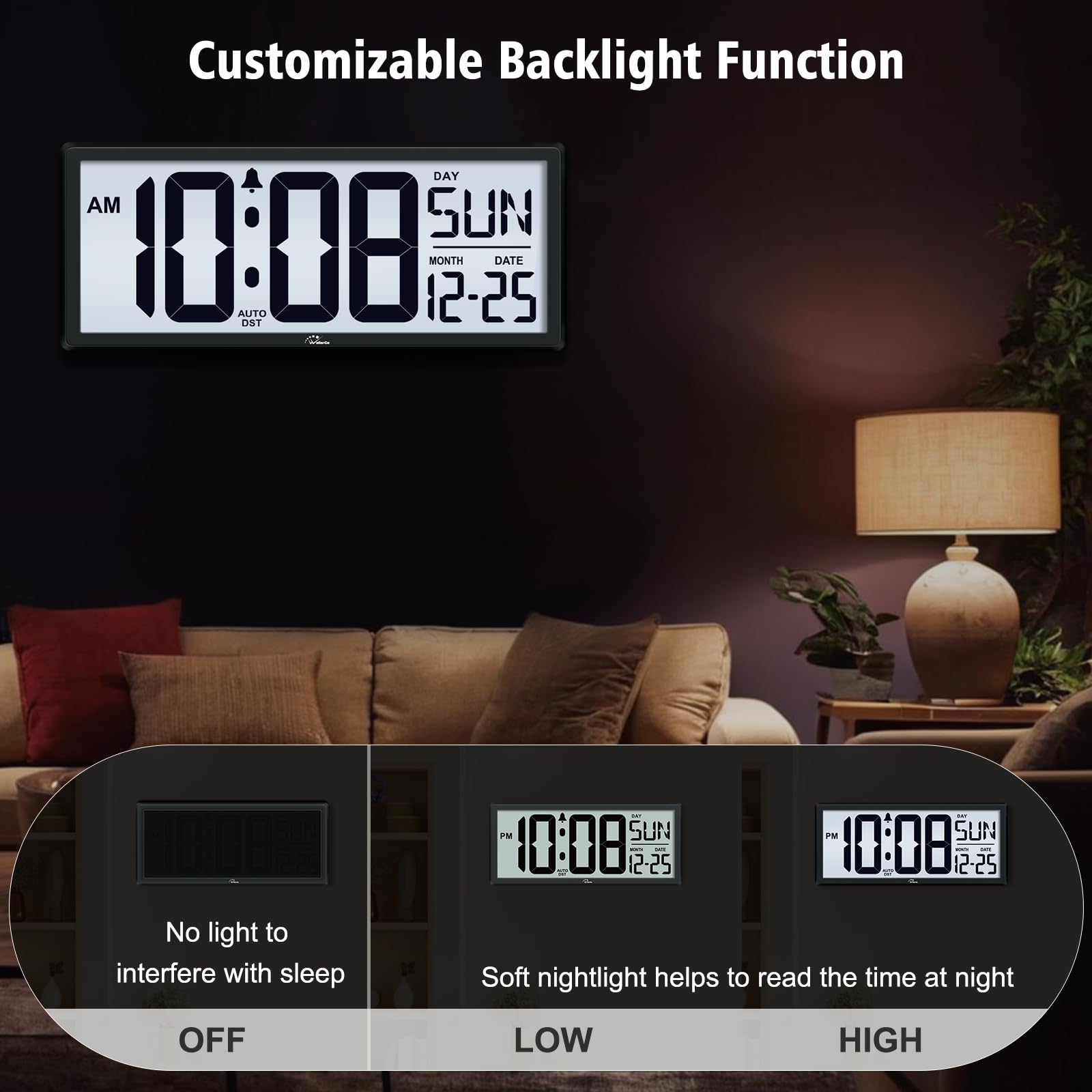 WallarGe battery-powered clock without wires for flexible placement.