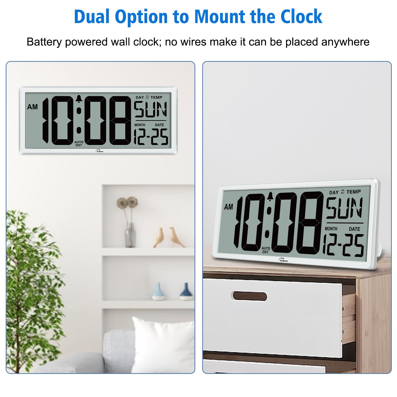WallarGe clock supports 12/24-hour formats for personal preference