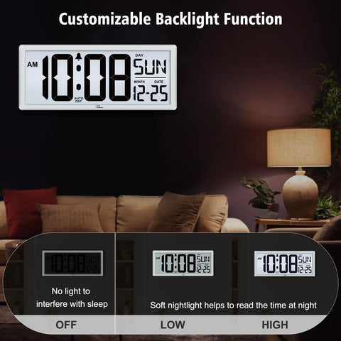 WallarGe clock with date, day, and indoor temperature at a glance