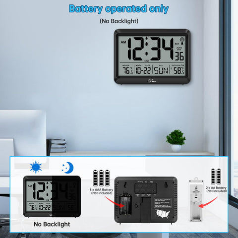 WallarGe clock showing day and date alongside temperatures