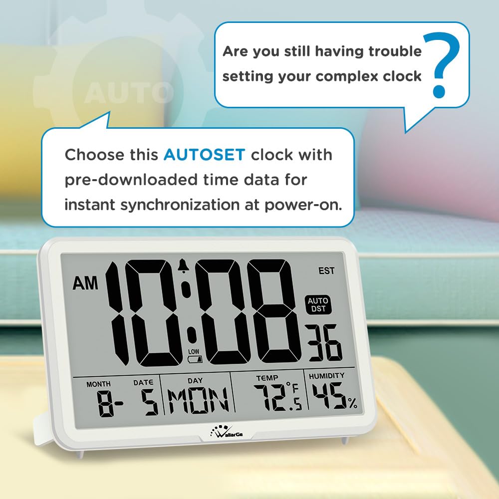 WallarGe large display alarm clock is easy to read from across the room.