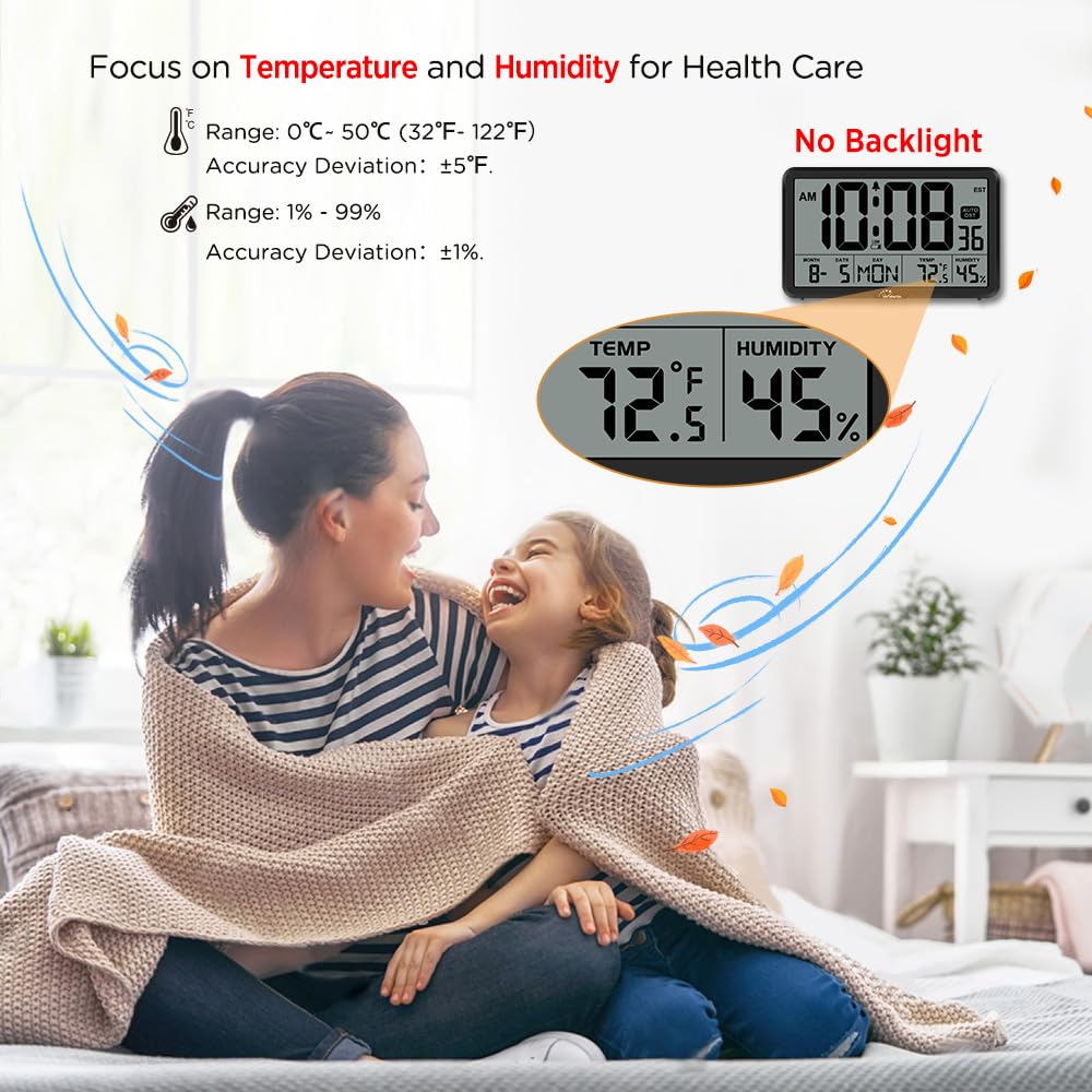 WallarGe large-display desk clock with snooze on a workspace