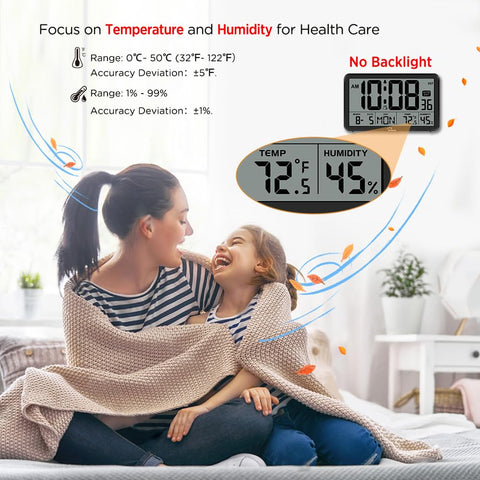 WallarGe large-display desk clock with snooze on a workspace