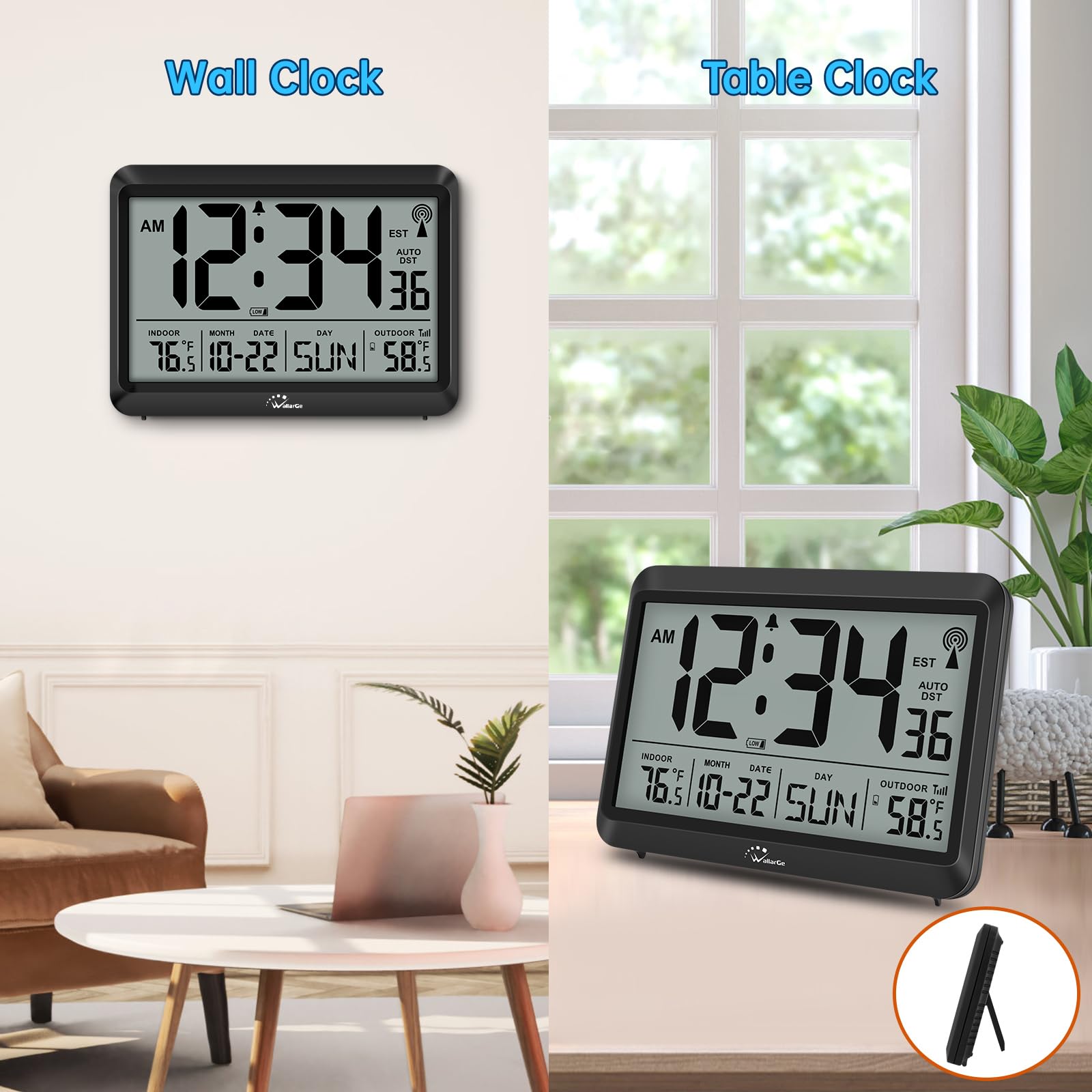 WallarGe large display time with indoor and outdoor temperatures