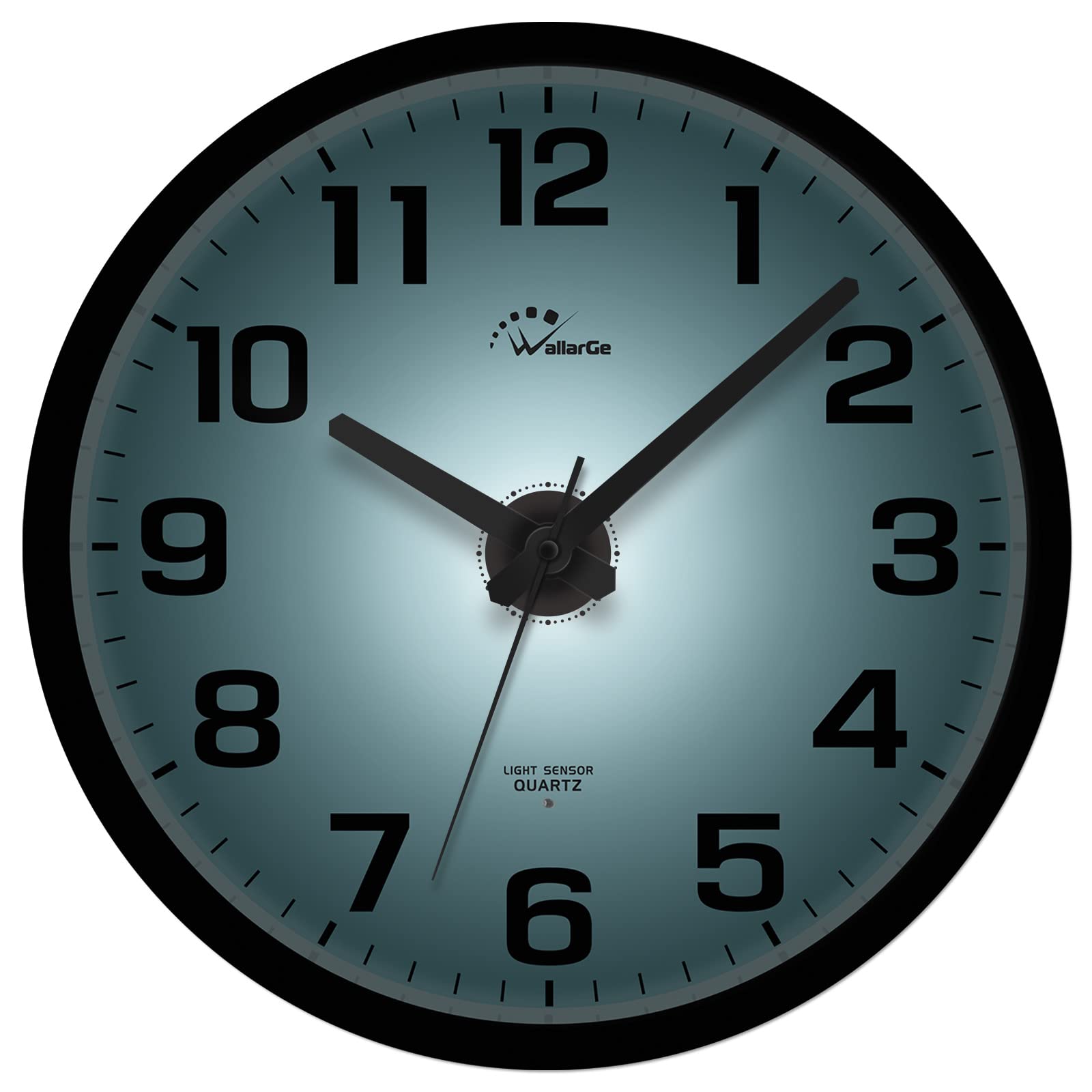 WallarGe 12-inch night light wall clock on wall, easy readability from across the room