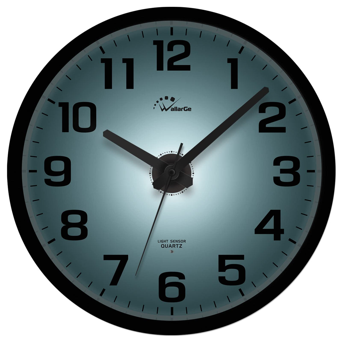 WallarGe 12-inch night light wall clock on wall, easy readability from across the room