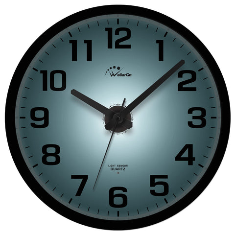 WallarGe 12-inch night light wall clock on wall, easy readability from across the room