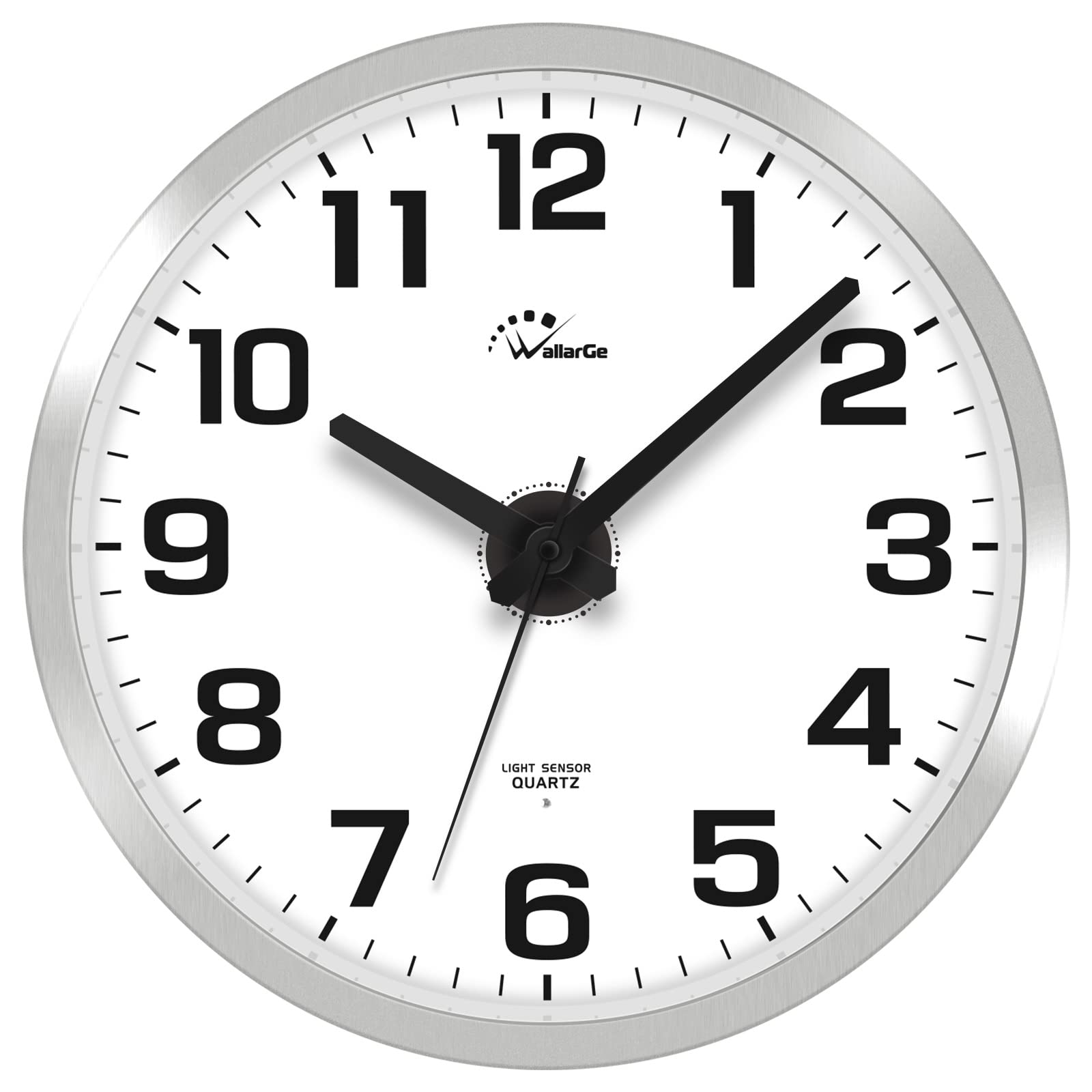 WallarGe silent quartz wall clock for peaceful bedrooms without ticking