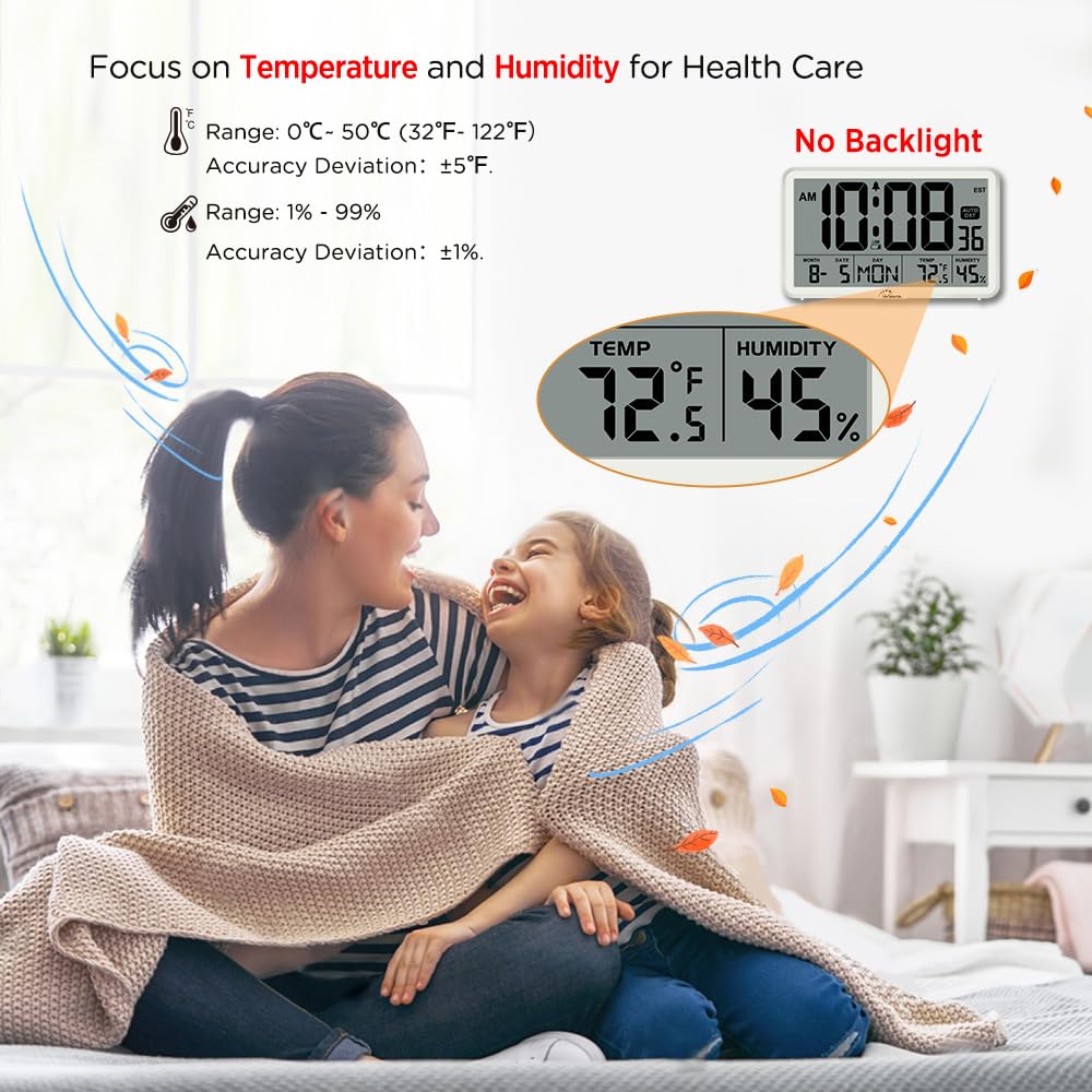 WallarGe temperature humidity readout shows indoor comfort levels at a glance.