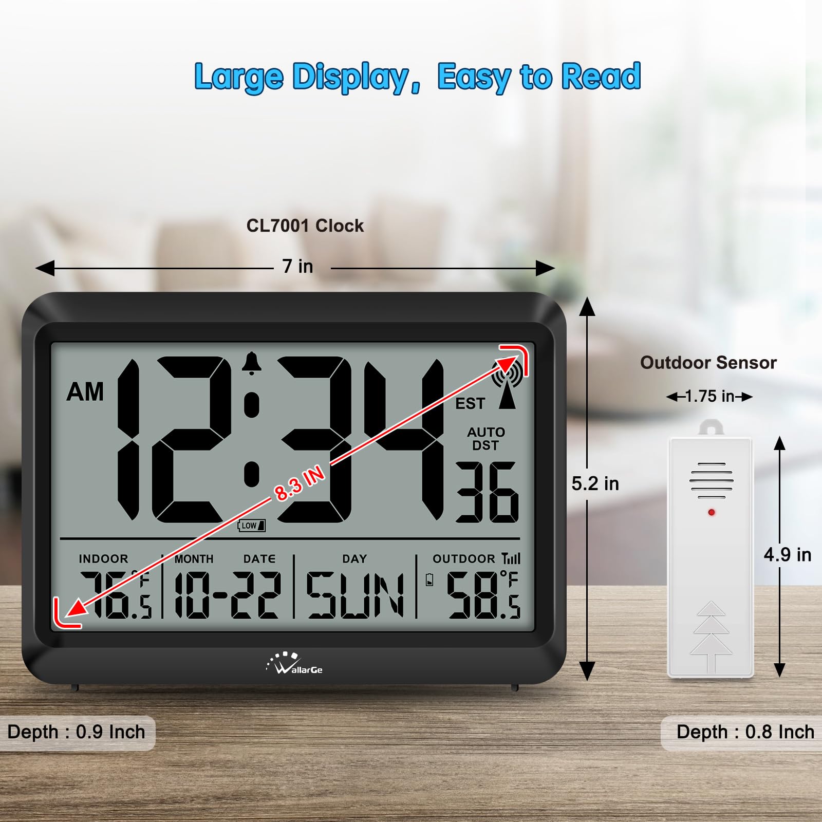 WallarGe wireless outdoor sensor sending temperature data to the clock