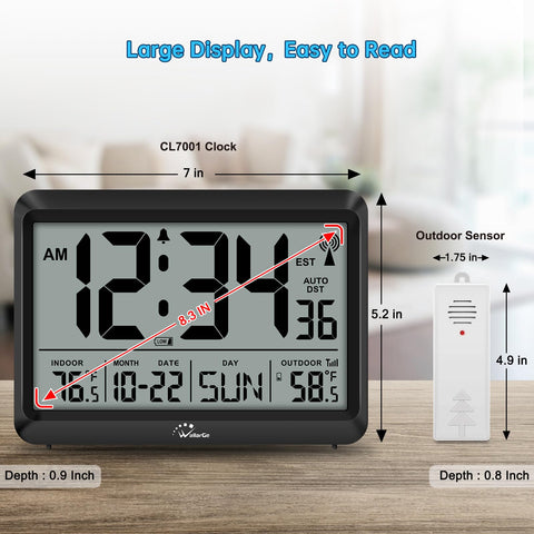 WallarGe wireless outdoor sensor sending temperature data to the clock