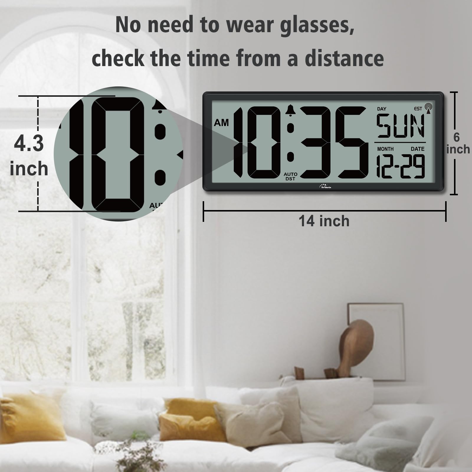WallarGe WWVB sync keeps time accurate automatically.