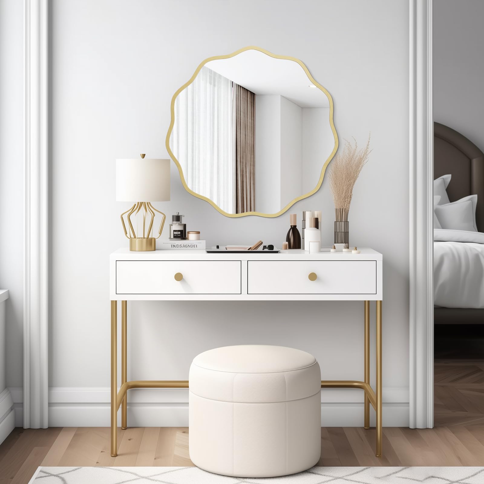 WallBeyond aluminum frame circle mirror enhances any space with durable, lightweight design