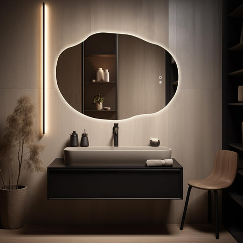 WallBeyond frameless IP54 bathroom mirror designed for moisture-rich spaces.