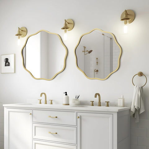 WallBeyond gold-frame round-mirror edge-waves adds sculptural depth to interiors