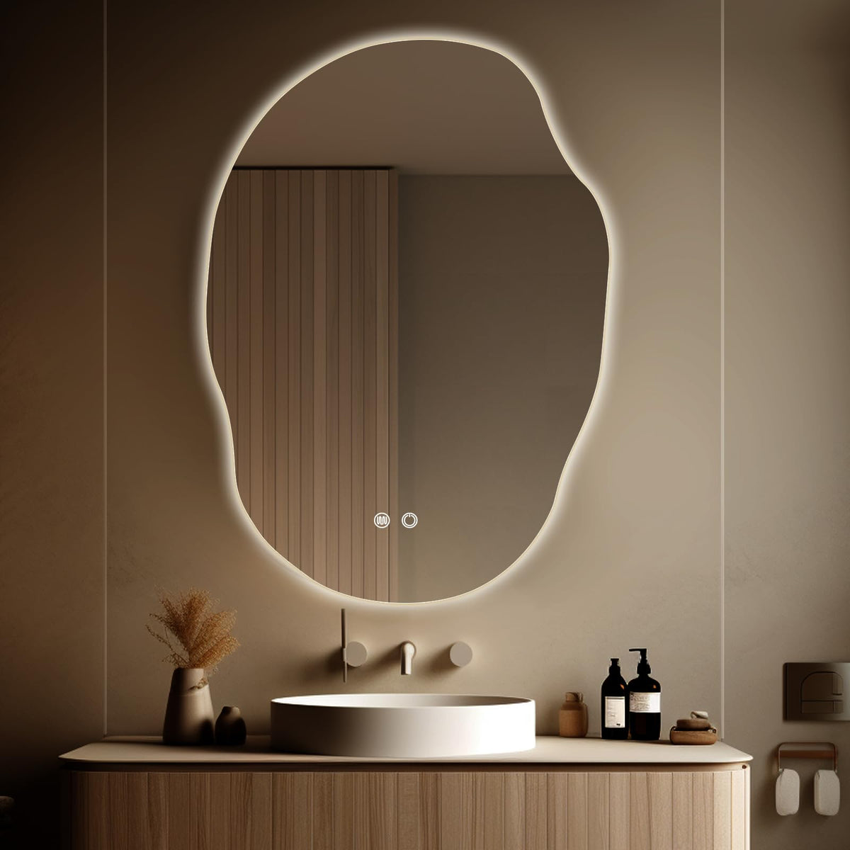 WallBeyond LED bathroom mirror with lights for bright, even grooming lighting.