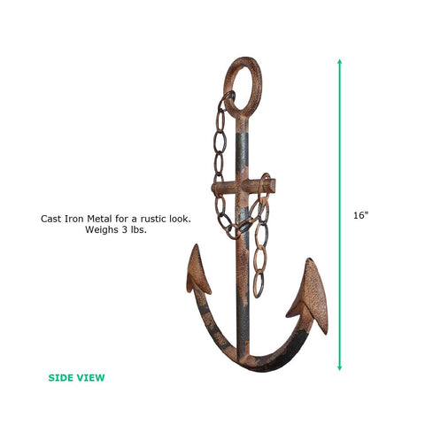 WallCharmers cast iron anchor wall decor features rugged texture for coastal vibes