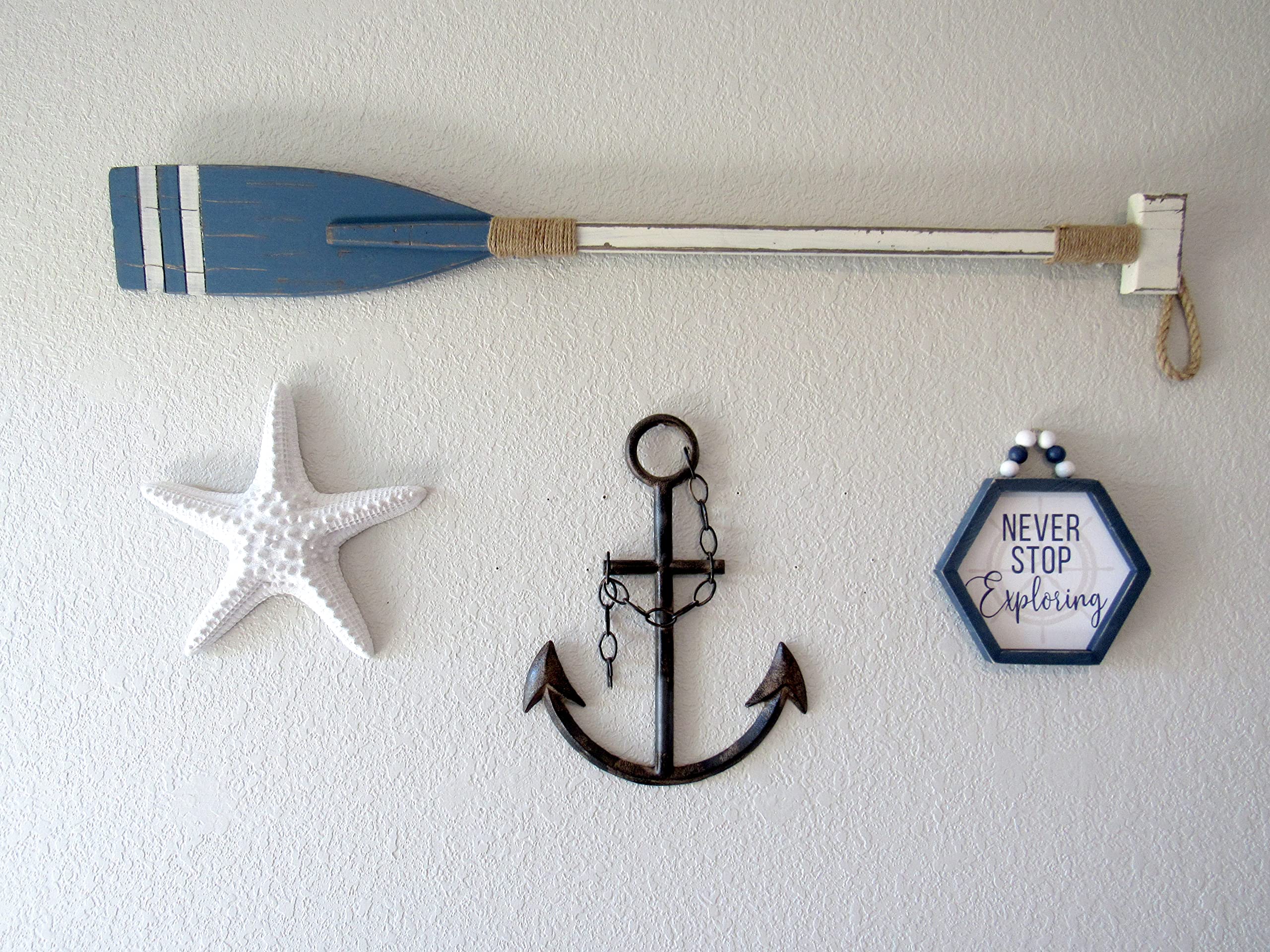WallCharmers anchor wall decor in rustic metal enhances indoor nautical style