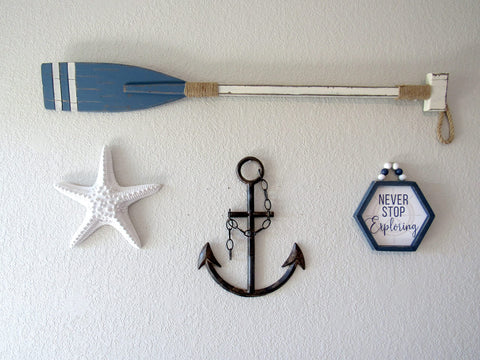 WallCharmers anchor wall decor in rustic metal enhances indoor nautical style