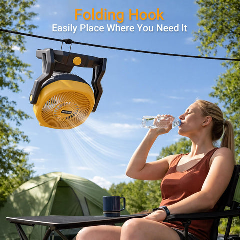 Wallnetic fan head pivots 180 degrees for directed airflow.