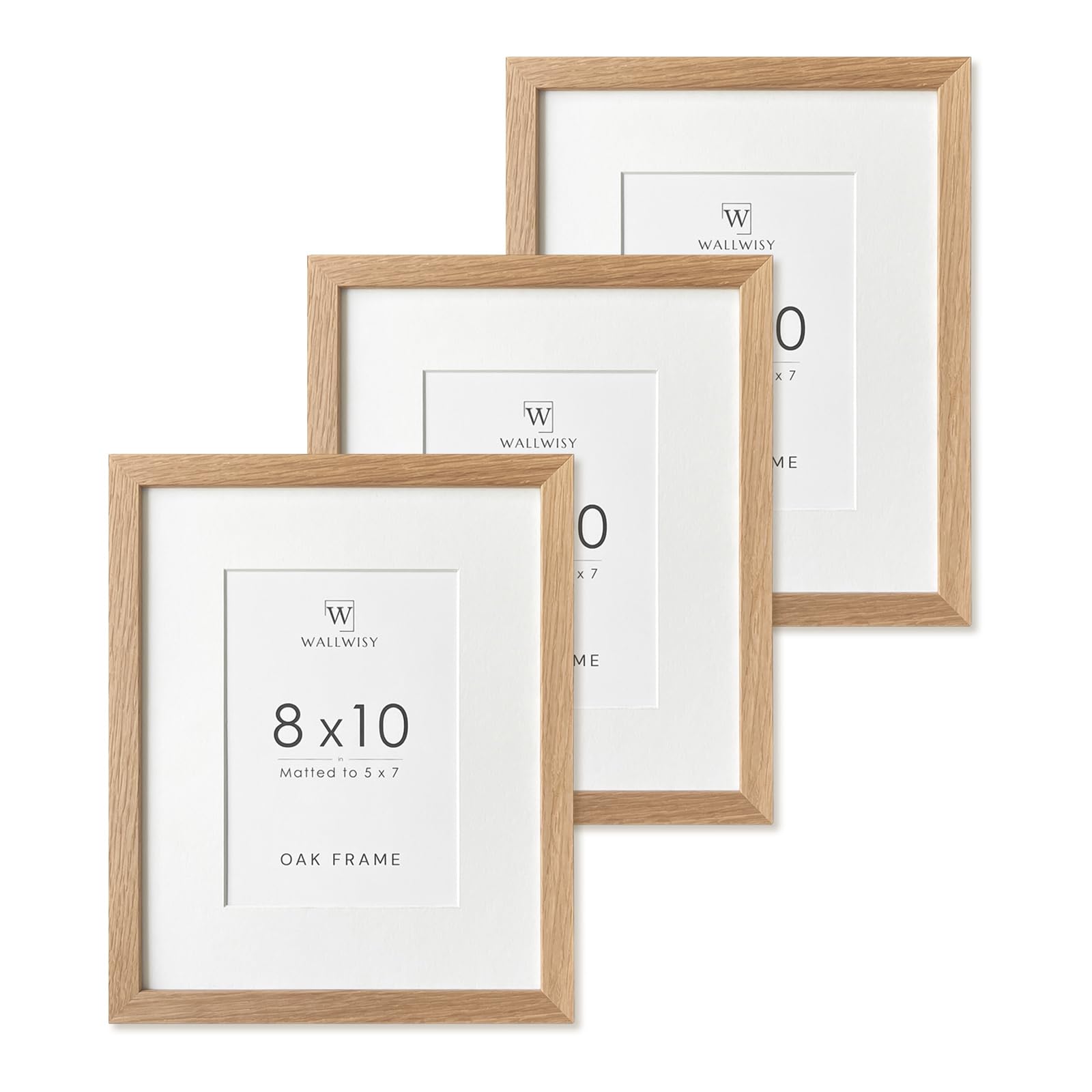 Wallwisy natural oak frame highlights photos with premium texture and warm tones.