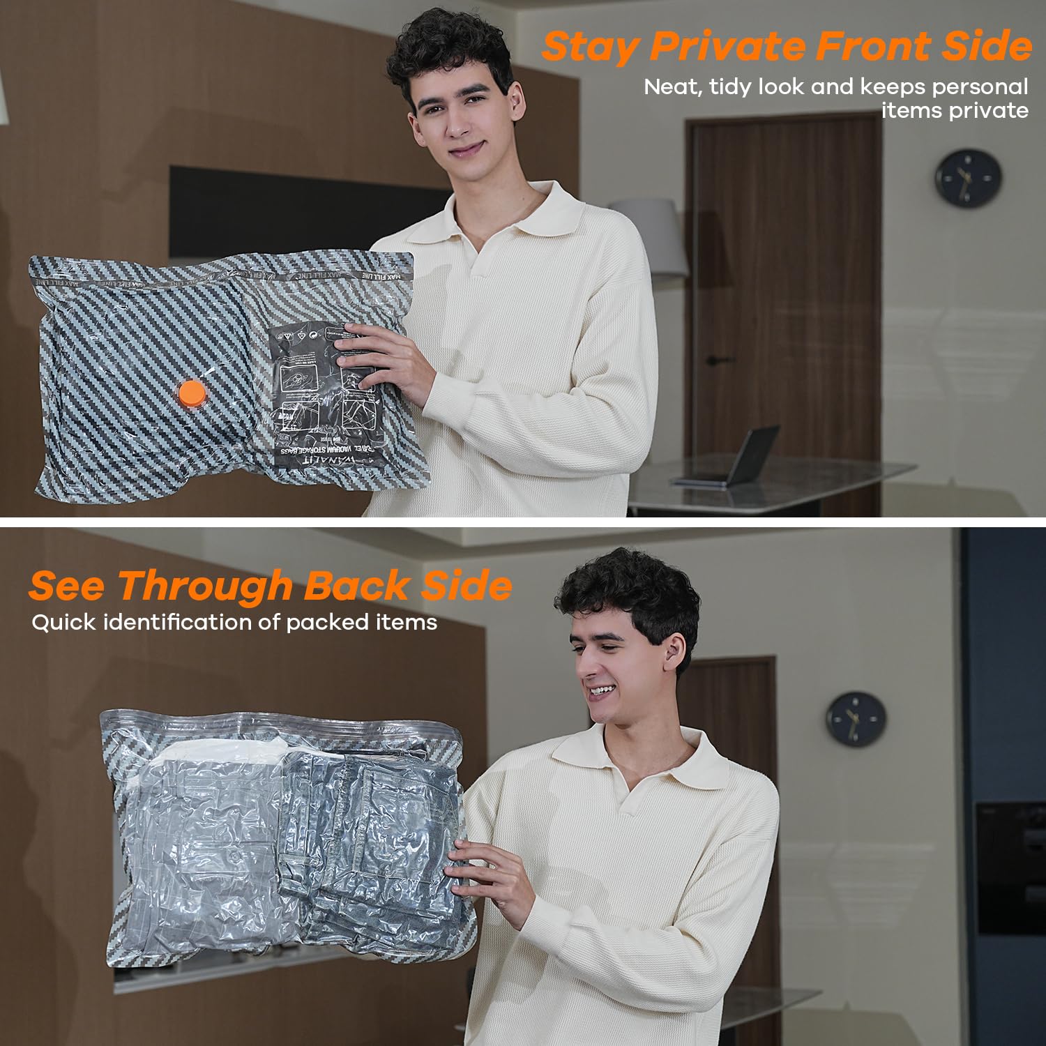 WANALIT rounded corners and full-length opening protect fabrics and ease packing.