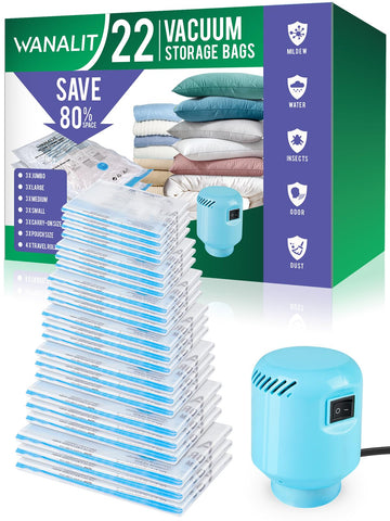 WANALIT vacuum bags with electric pump compressing clothes for extra luggage space