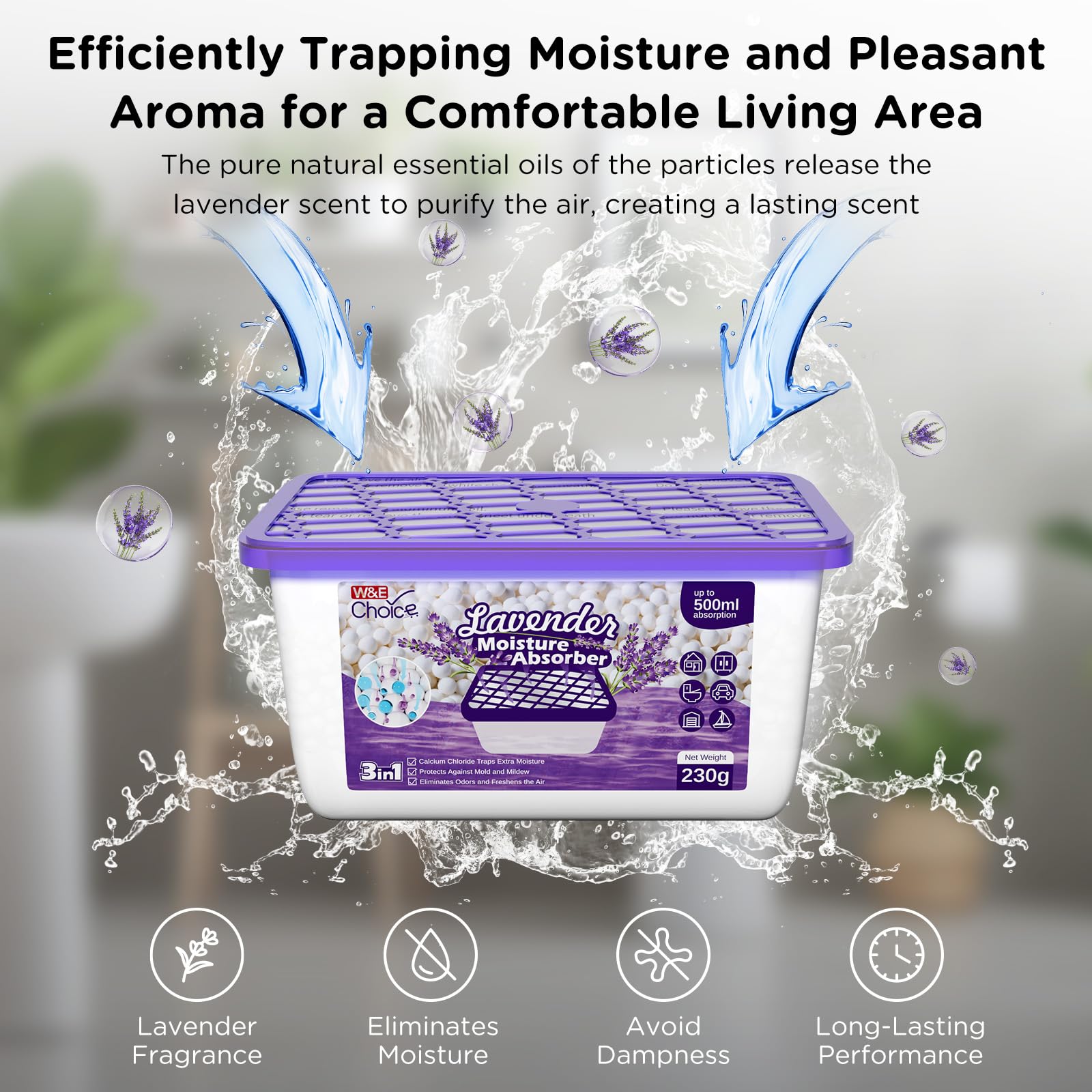 W&amp;E Choice lavender-scent moisture absorber for bathrooms reduces dampness