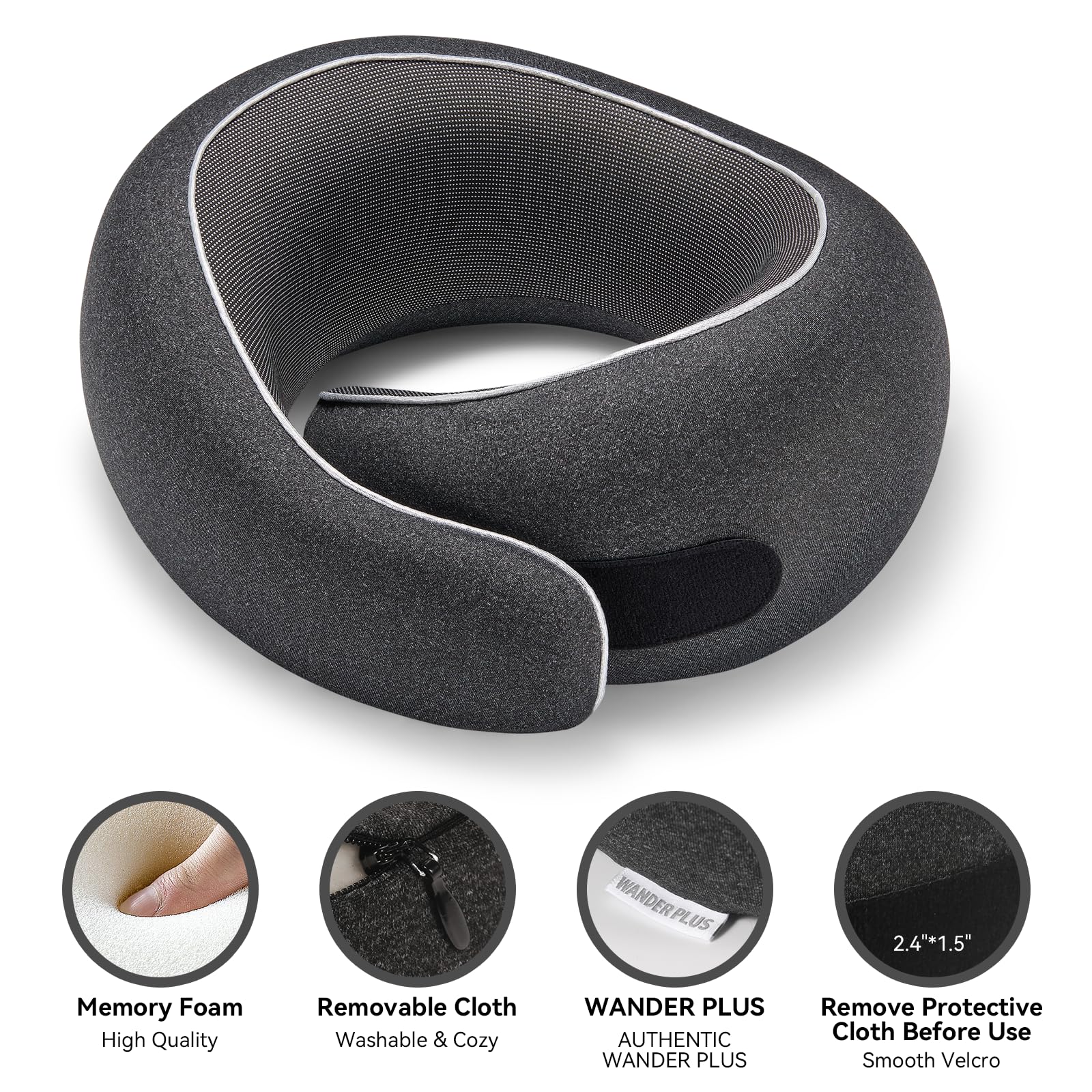 WANDER PLUS packable neck pillow with carabiner for travel-ready convenience.