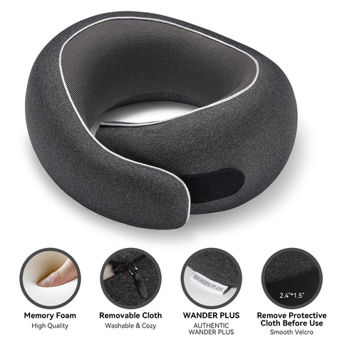 WANDER PLUS packable neck pillow with carabiner for travel-ready convenience.