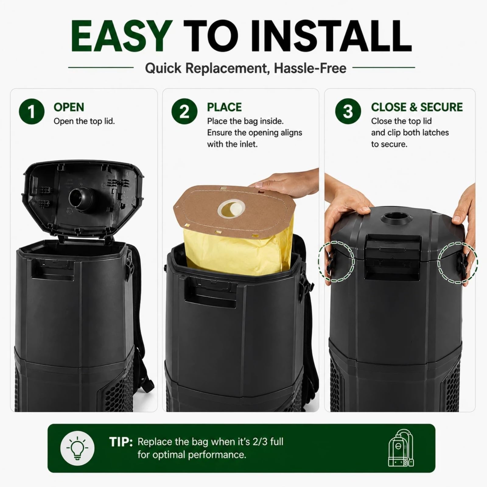 Wangenbro compatible with Hoover MPWR backpack vacuums for commercial spaces