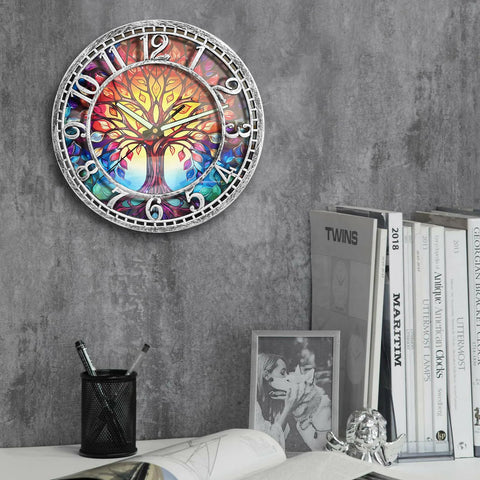 WANGIRO Tree of Life Clock side angle showing slim profile and quiet movement