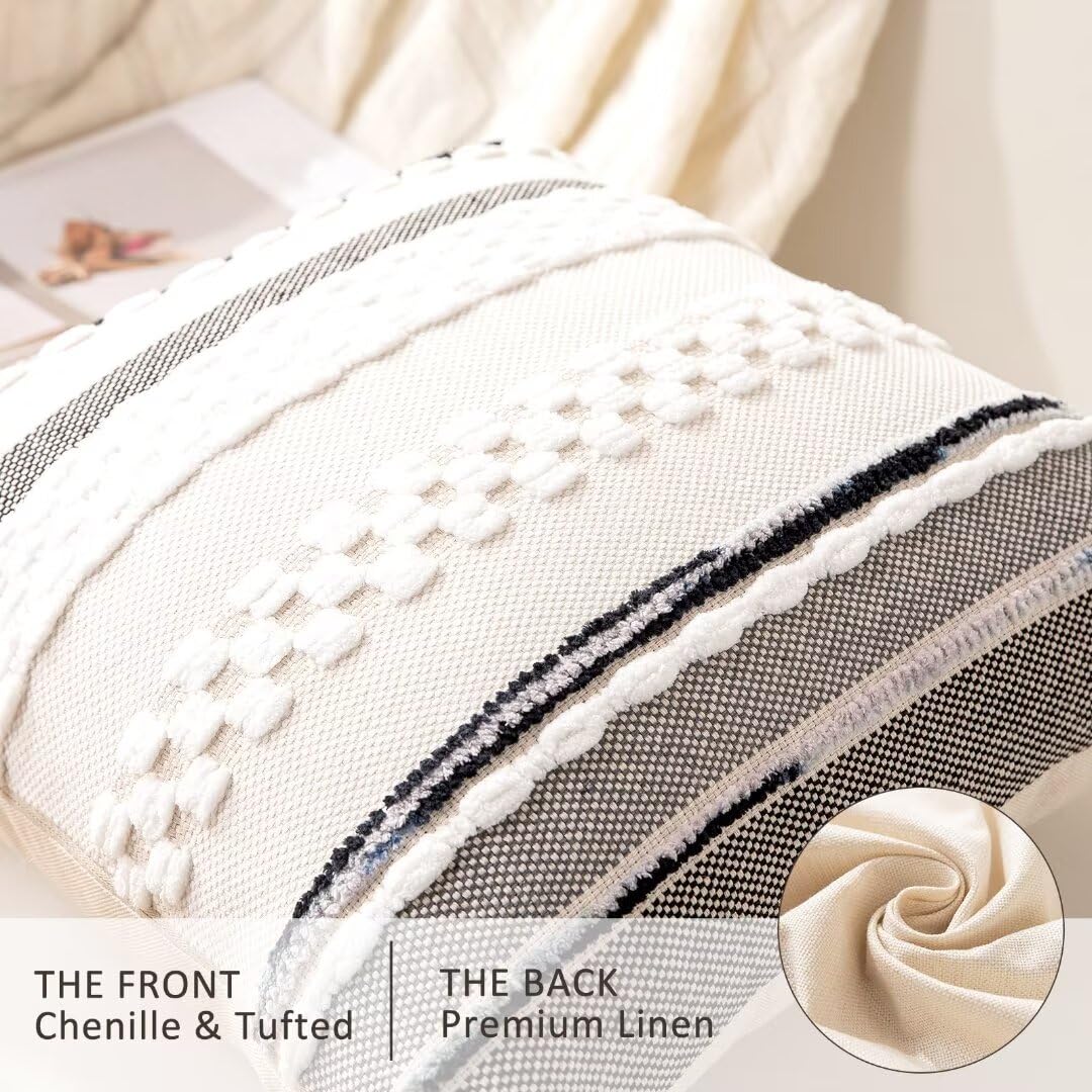 WANLIRD boho pillow cover back-linen finish provides soft breathable contrast