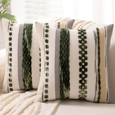 WANLIRD Boho pillow cover front chenille tufted texture for cozy seating