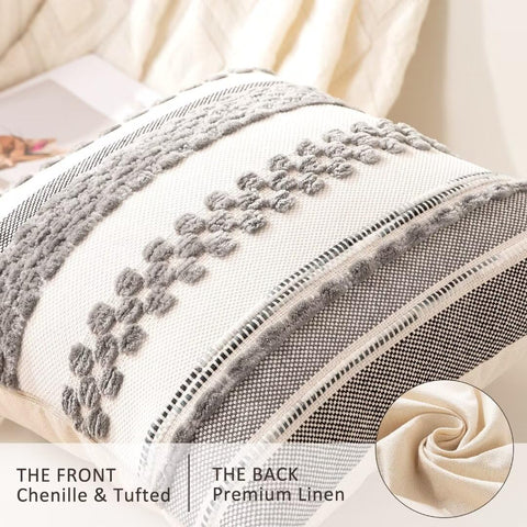 WANLIRD chenille tufted front pillow cover with tactile texture