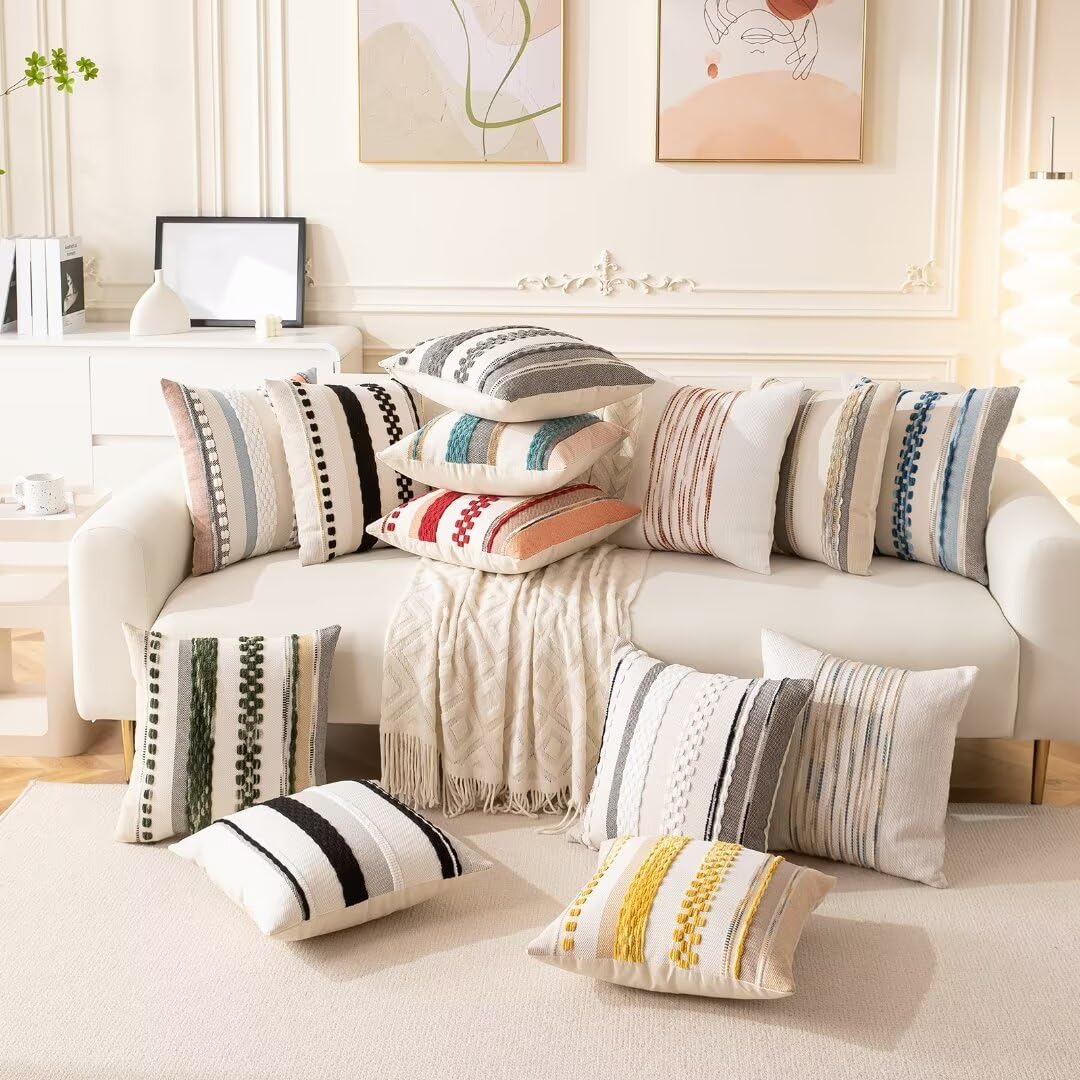 WANLIRD Boho pillow cover 18x18 set of 2 for sofas and beds