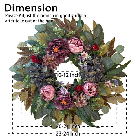 WANNA-CUL wreath with vintage blue hydrangea for outdoor display