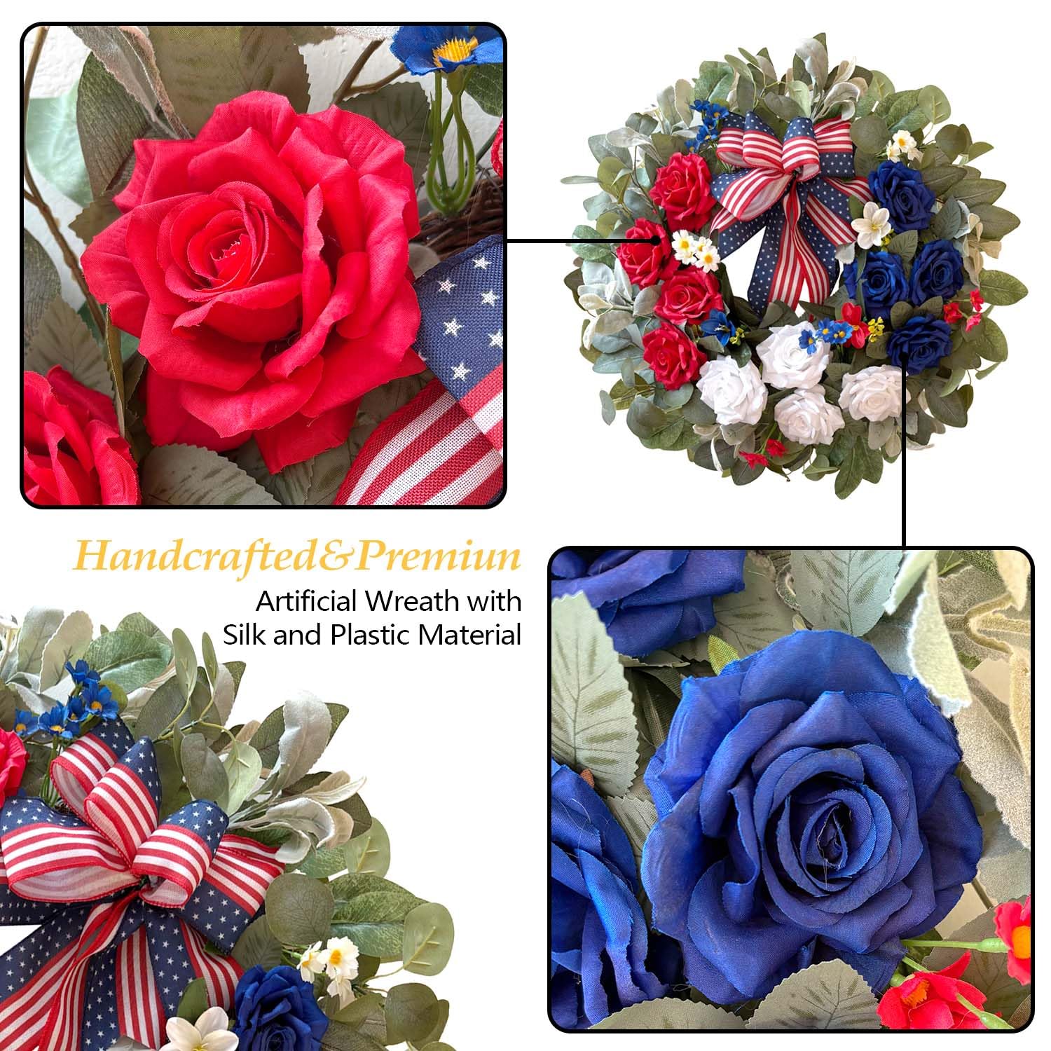 WANNA-CUL Independence Day wreath suitable for indoor and outdoor use.