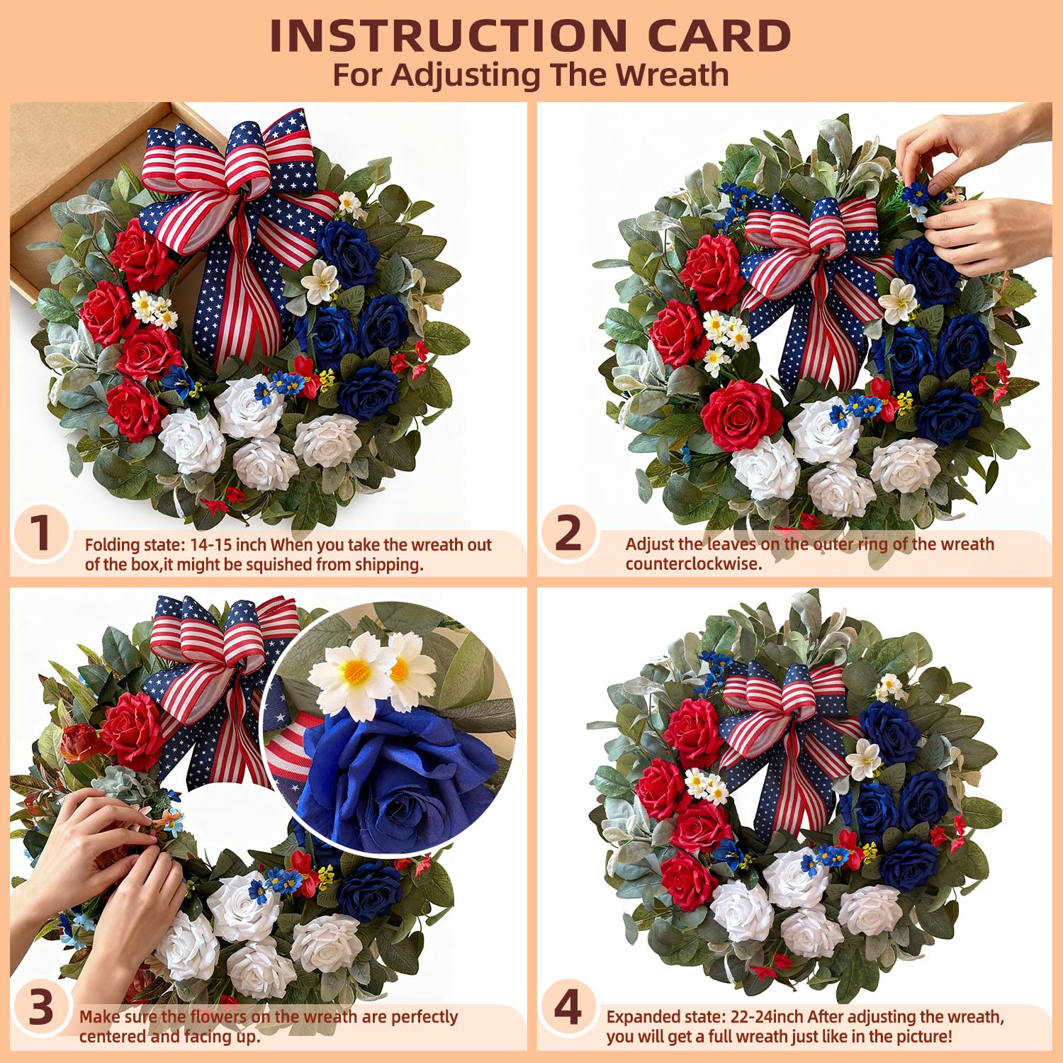 WANNA-CUL rose wreath on natural twig base adds seasonal charm to entryways.