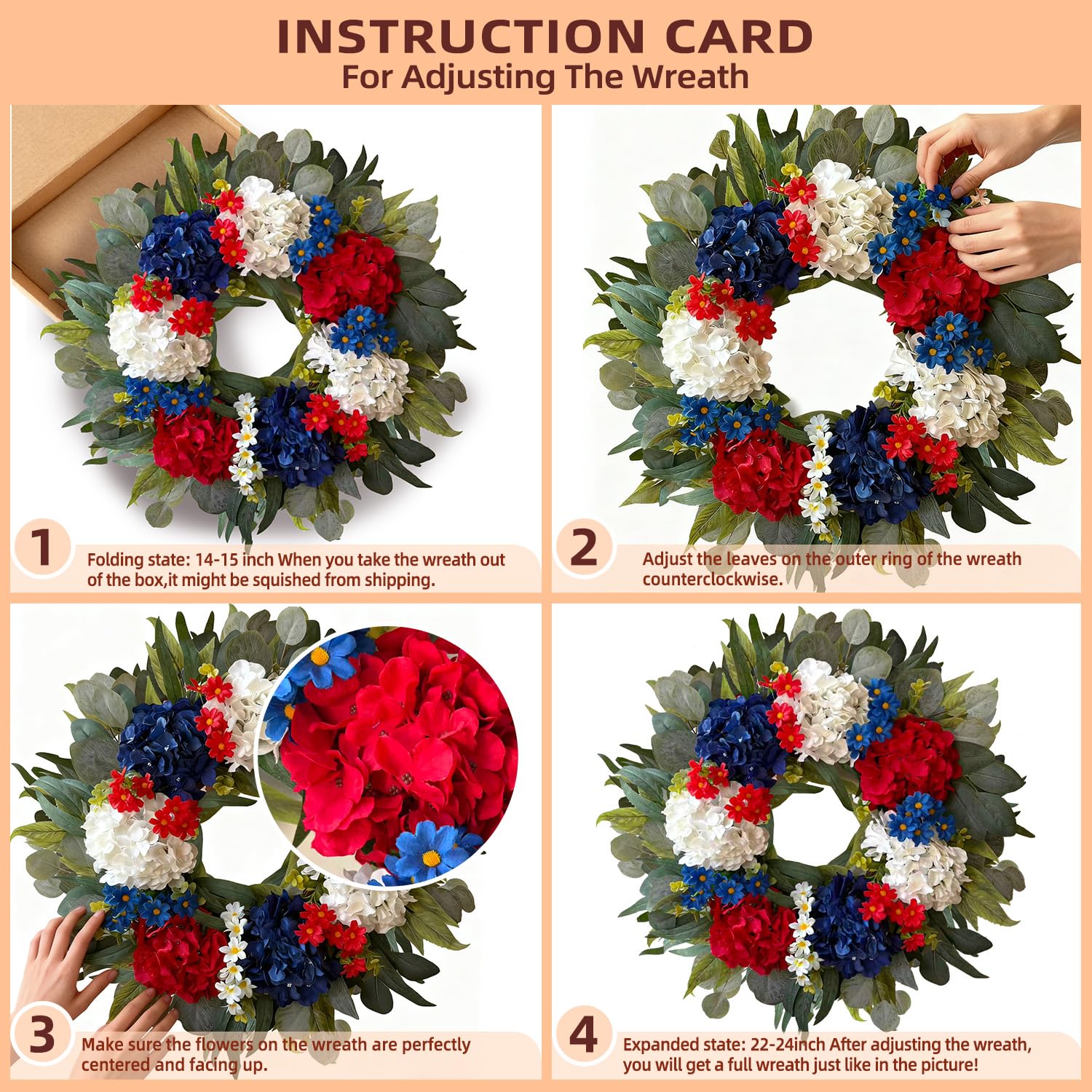 WANNA-CUL patriotic wreath with natural wood twig base for indoor or outdoor charm.