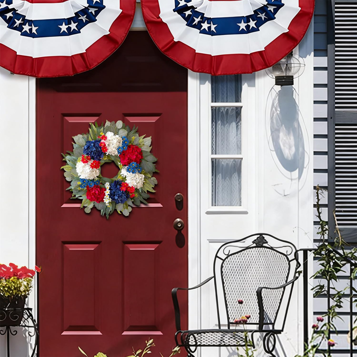 WANNA-CUL hydrangea blossoms and leaves create natural, festive contrast.
