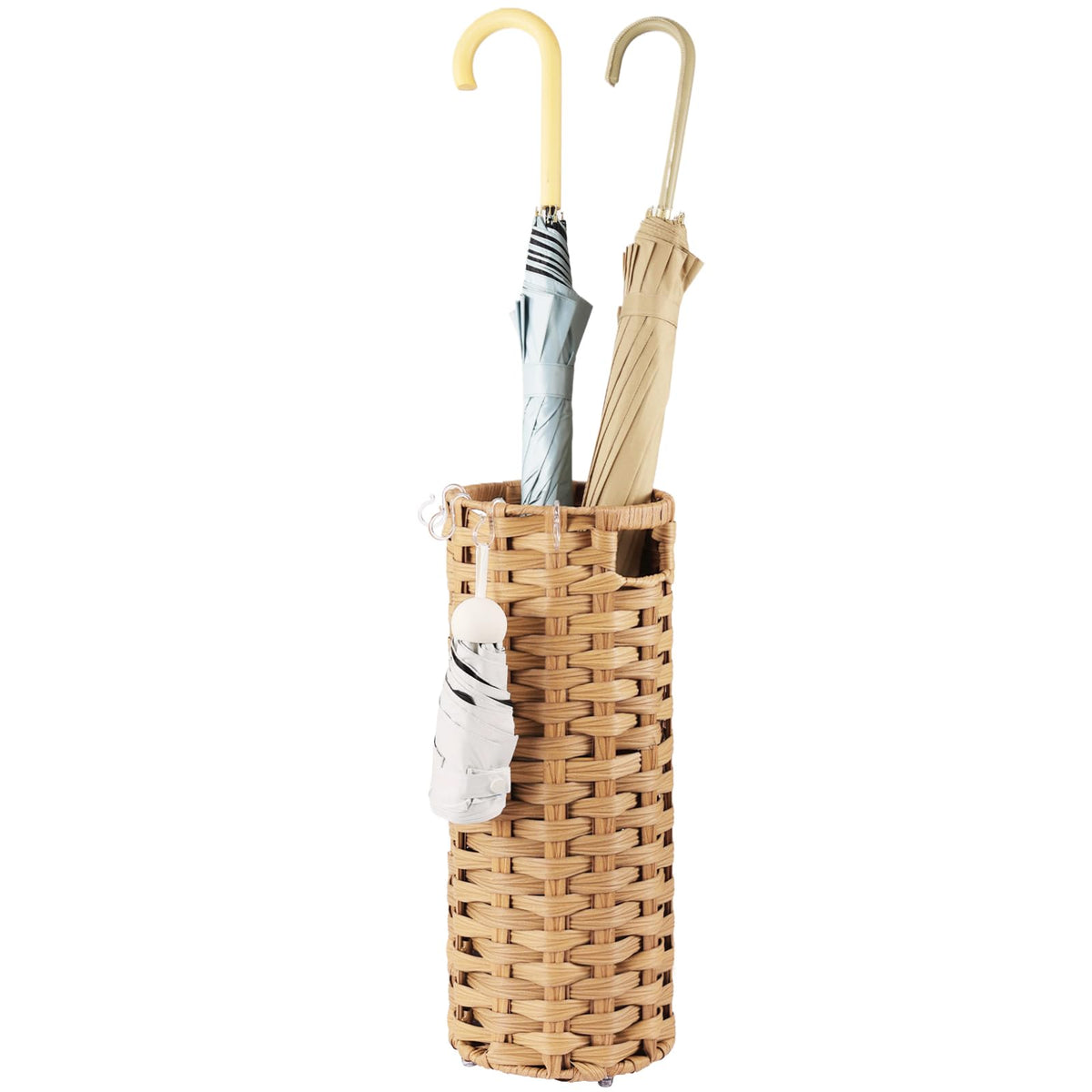 WAOHANAZ rattan umbrella stand front view, compact corner fit for entryways.