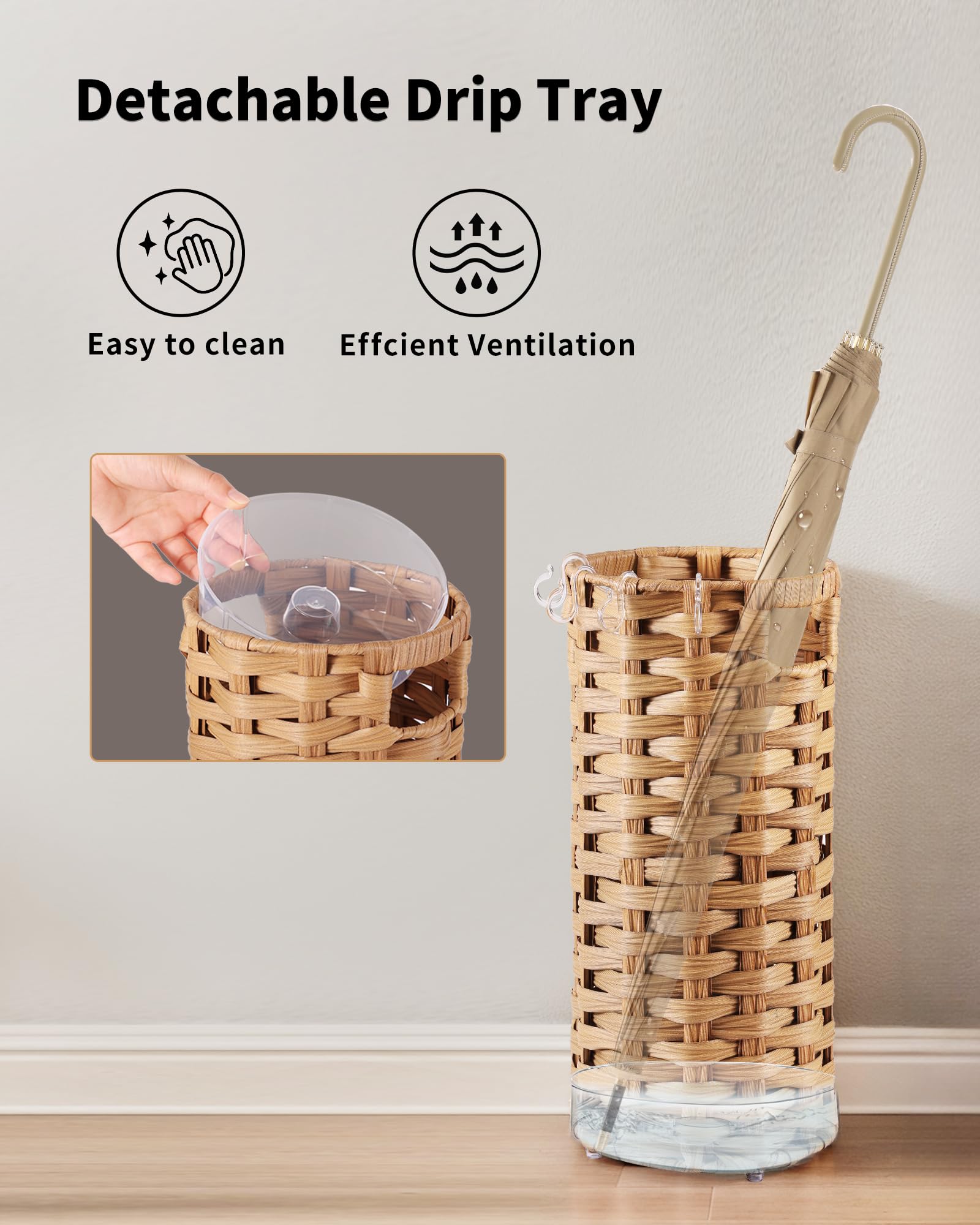 WAOHANAZ rattan stand features a steel frame for daily use.
