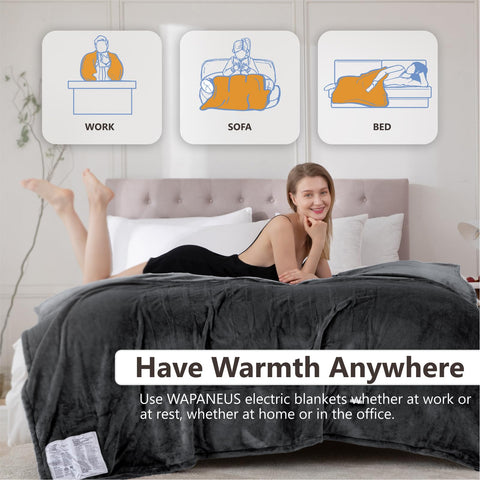 Wapaneus blanket with 10 heat levels offers customized comfort.