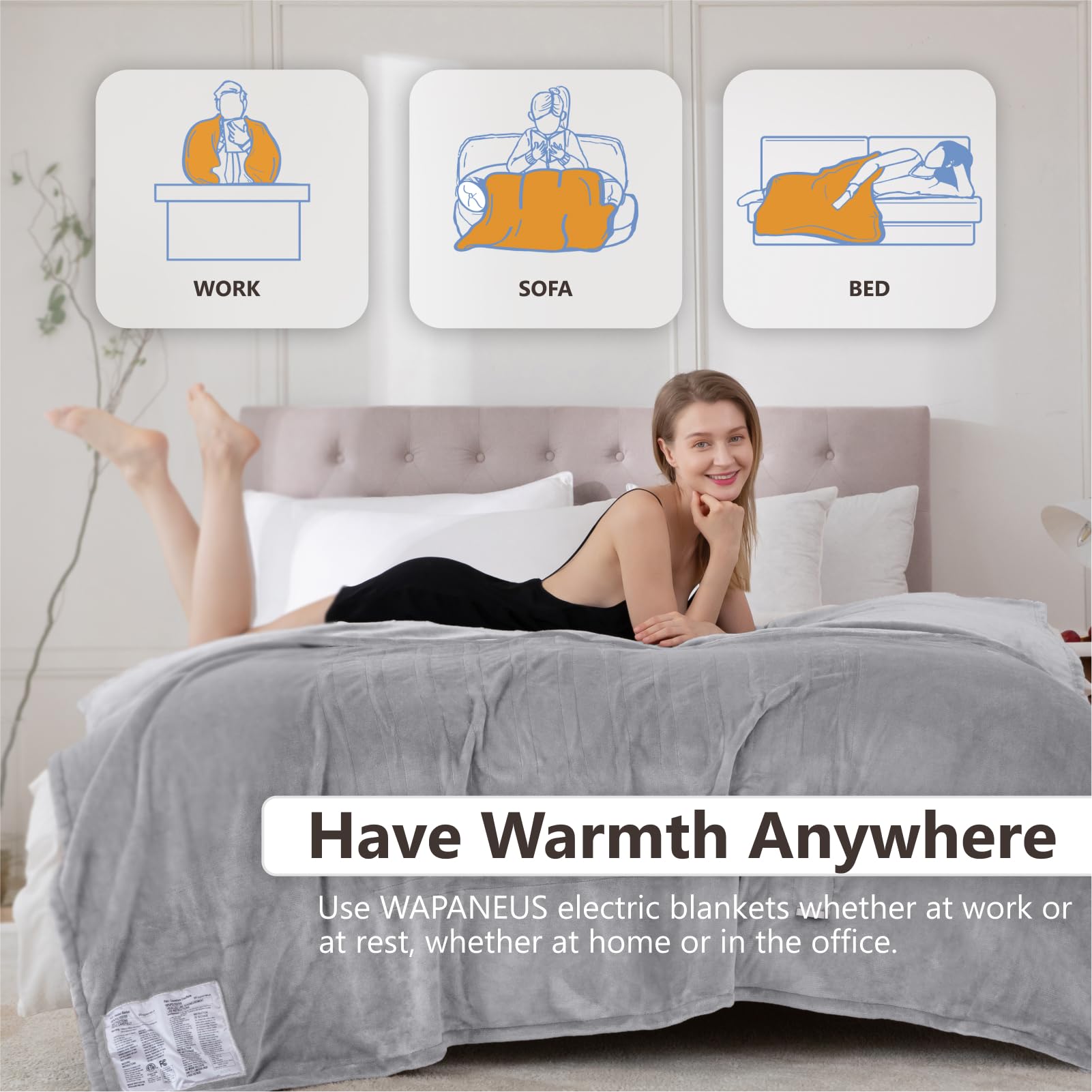 Wapaneus blanket control panel displaying 10 heat levels