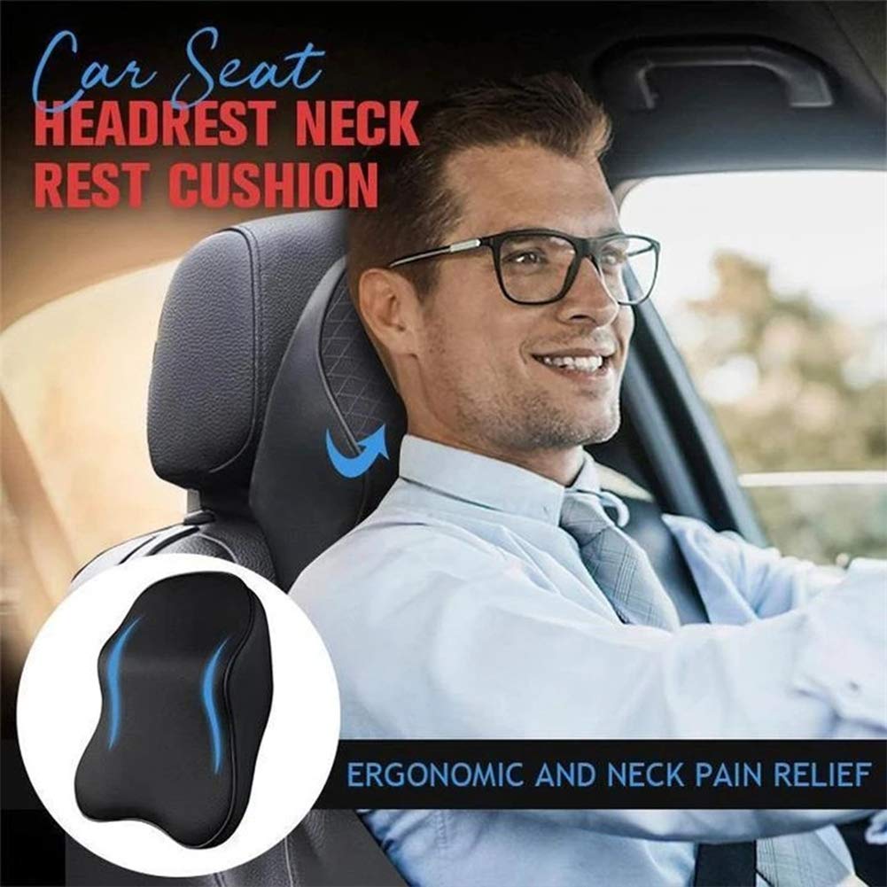 Close-up of WAQIA memory foam neck pillow showing dense, supportive material