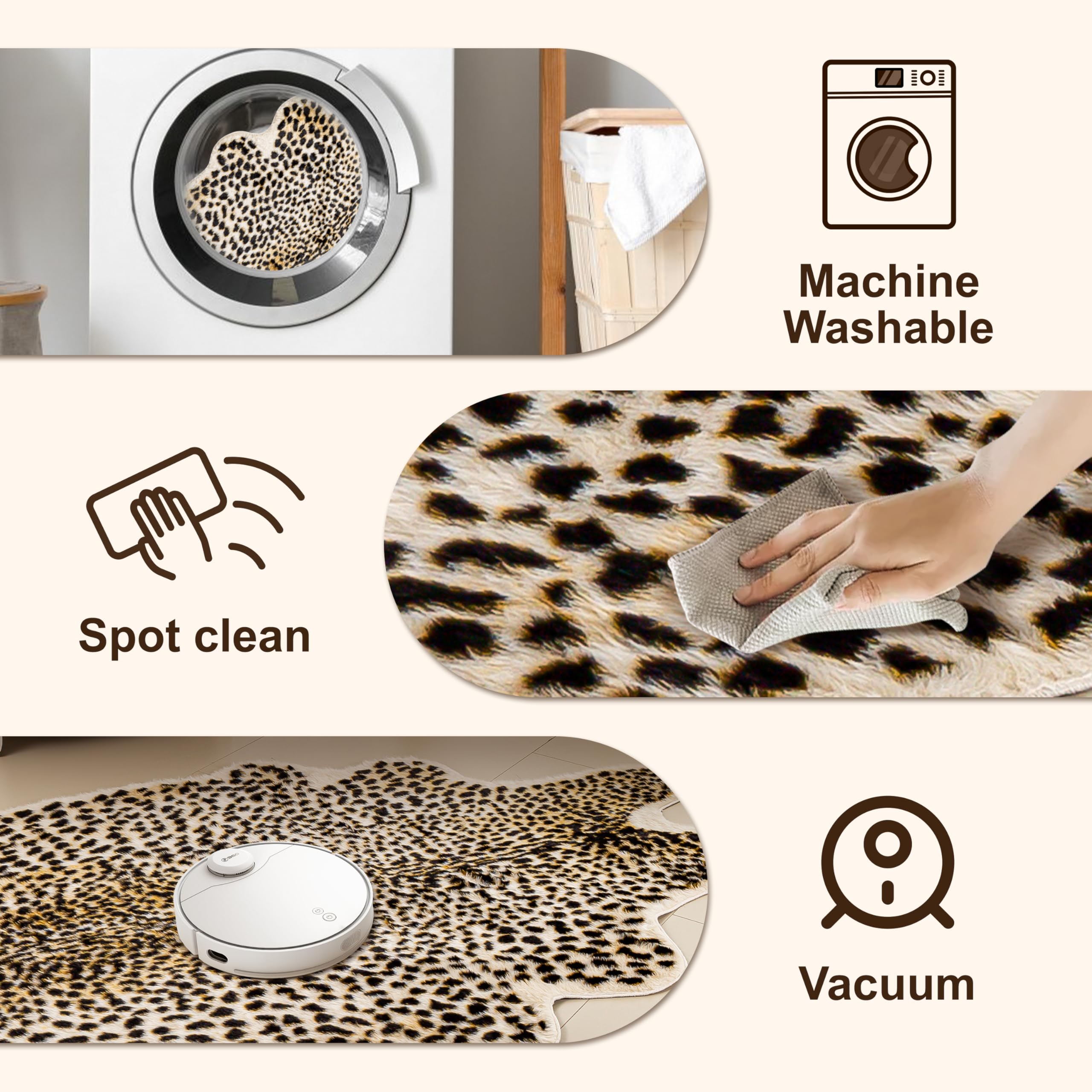 WARM HAVEN 5x7 cheetah rug complements neutral interiors beautifully.