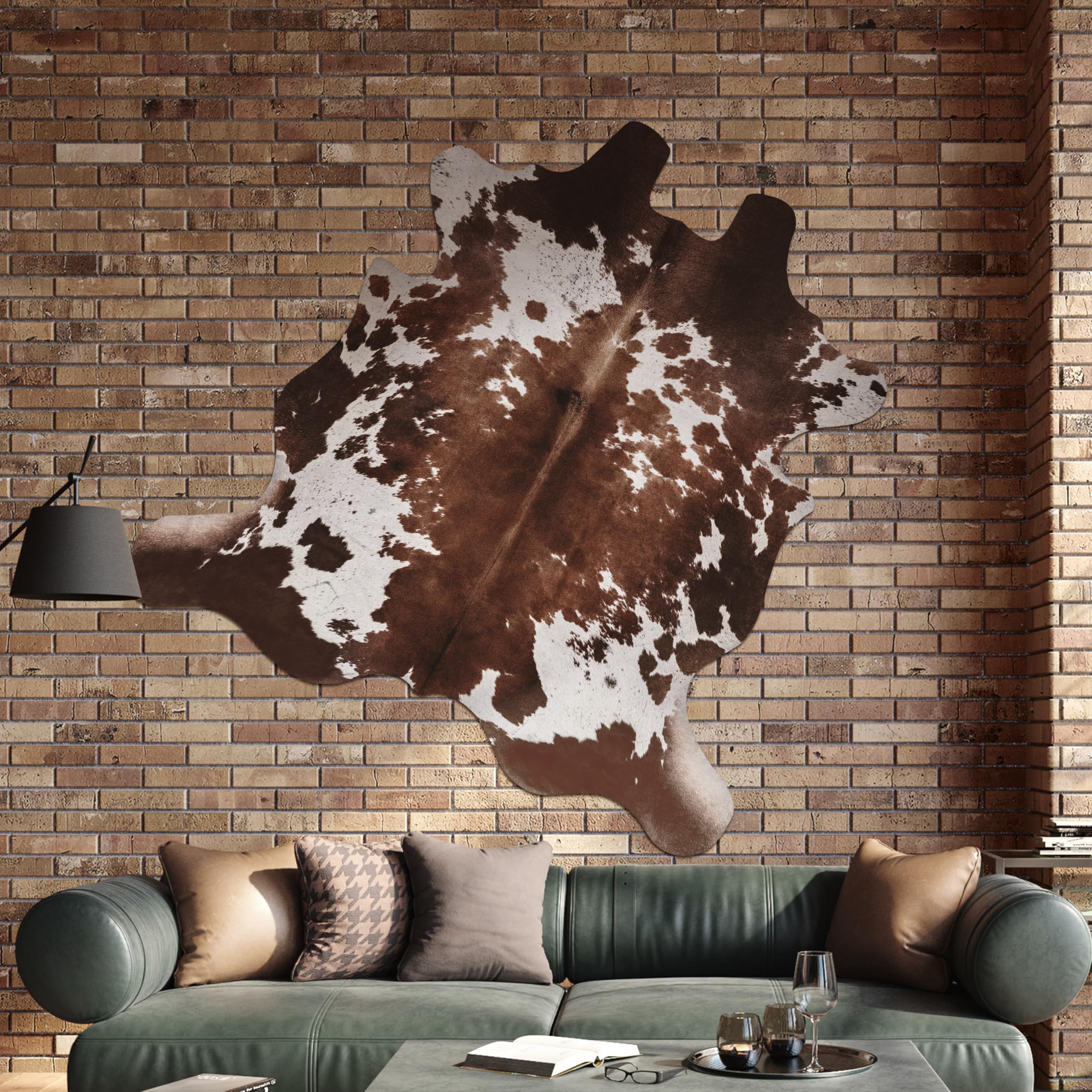 Warm Haven cowprint rug texture detail highlights dense fibers and print.
